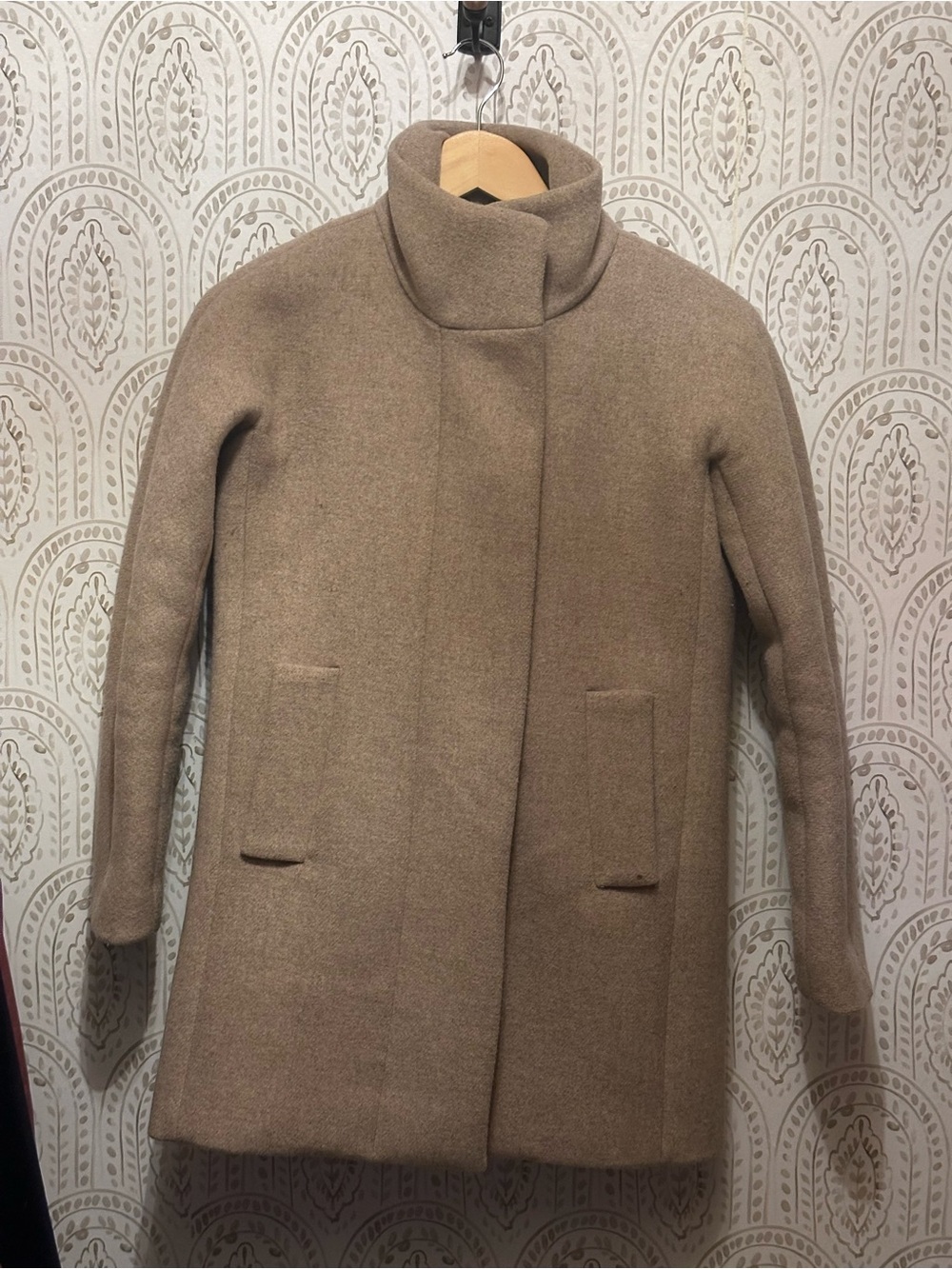 J. Crew Camel Wool-Blend Stand Collar Pea Coat 00P